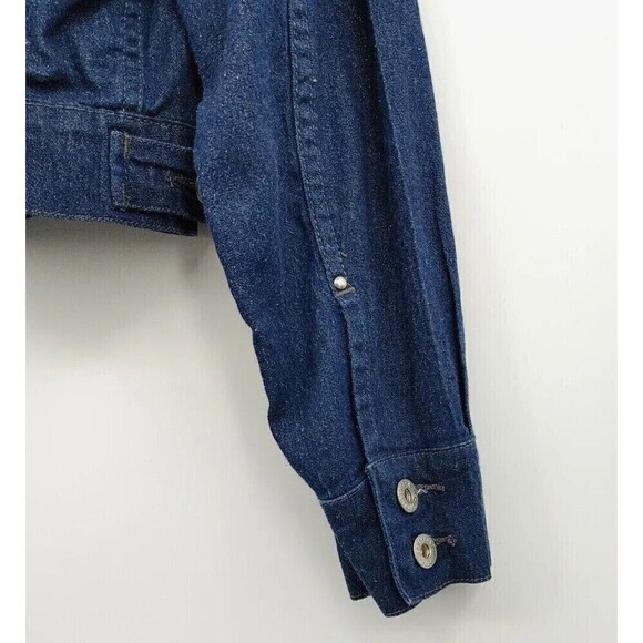 Vtg Pepe Jeans London Jacket Womens Medium Blue Metallic Cropped Sparkle Y2K - Picture 6 of 12